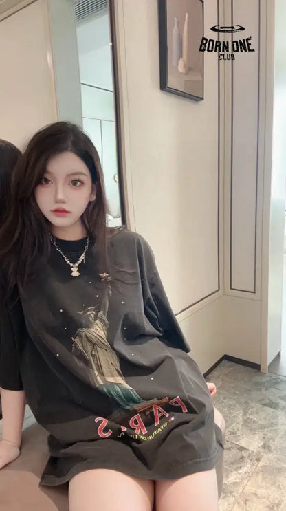Balenciaga Paris Statue of Liberty T-Shirt (Black) Camiseta T-shirt