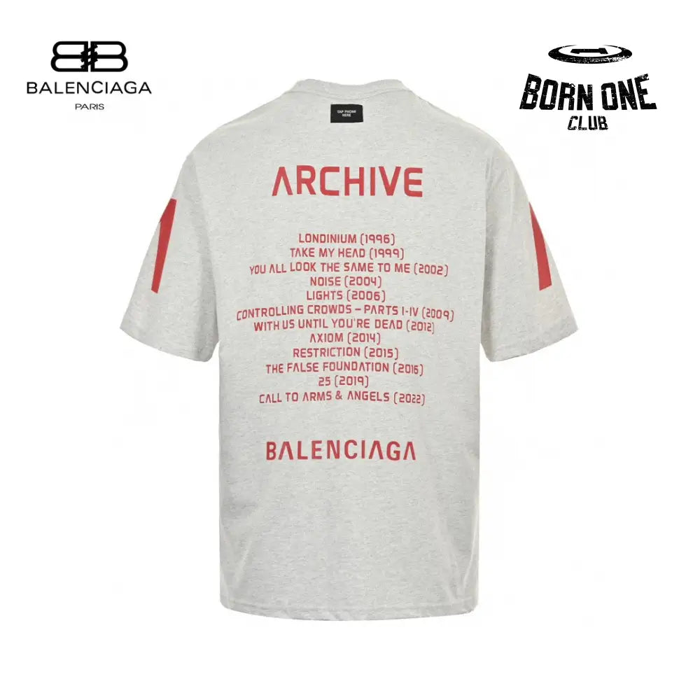 Balenciaga Red Logo Graphic T-Shirt (Gray) Camiseta T-shirt