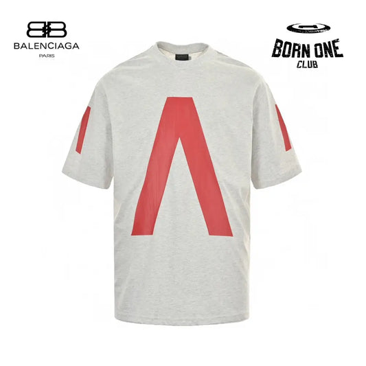 Balenciaga Red Logo Graphic T-Shirt (Gray) Camiseta T-shirt