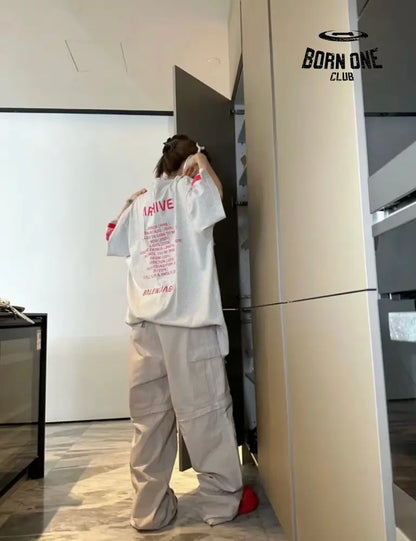 Balenciaga Red Logo Graphic T-Shirt (Gray) Camiseta T-shirt