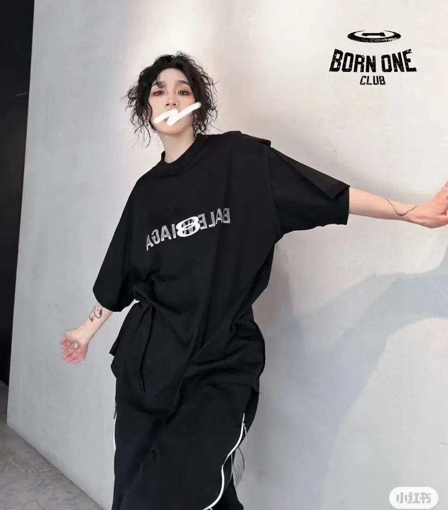 Balenciaga Reflective Logo Black T-Shirt Camiseta T-shirt
