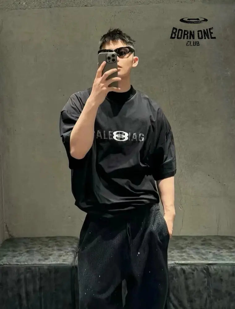 Balenciaga Reflective Logo Black T-Shirt Camiseta T-shirt