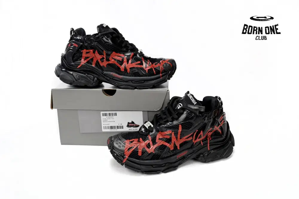 Balenciaga Runner Black And Red Characters