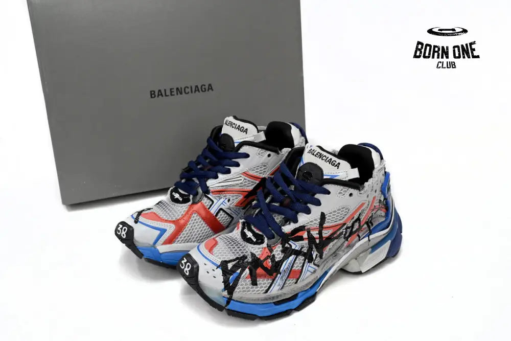 Balenciaga Runner White And Blue Printing