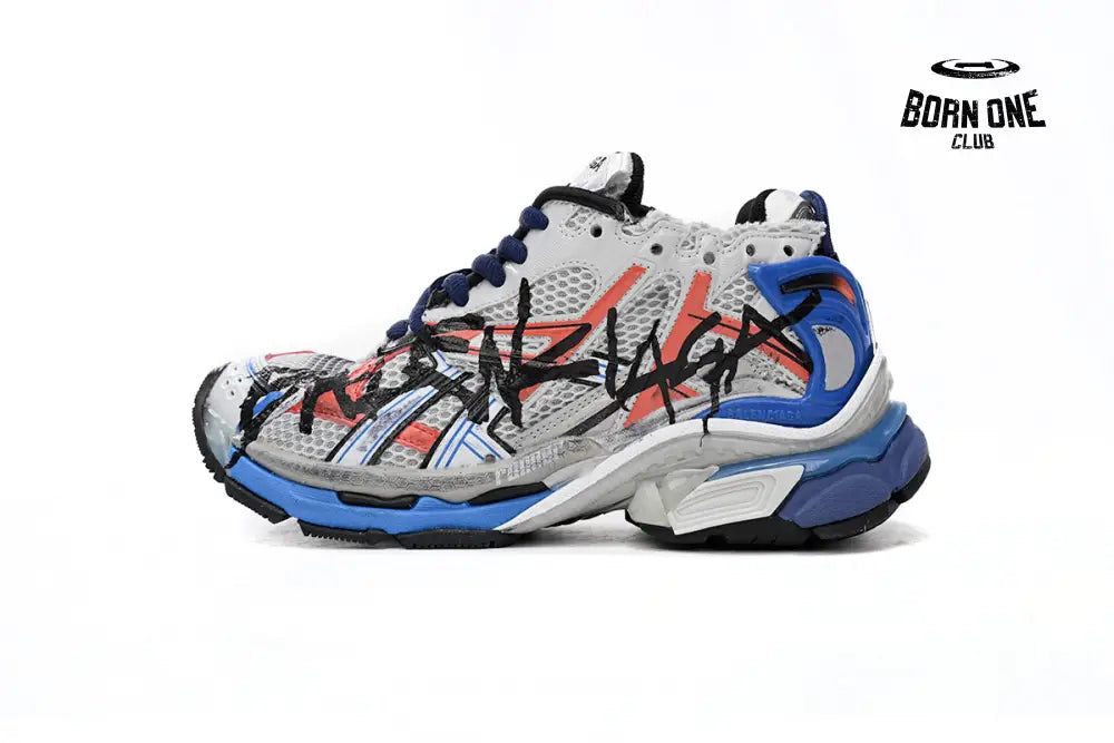 Balenciaga Runner White And Blue Printing
