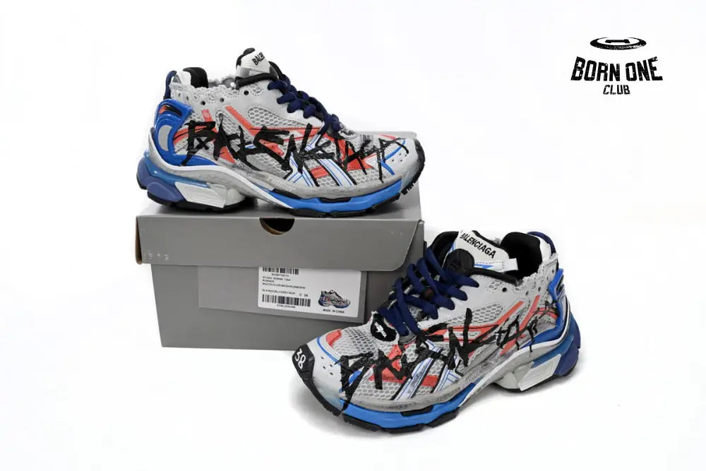 Balenciaga Runner White And Blue Printing