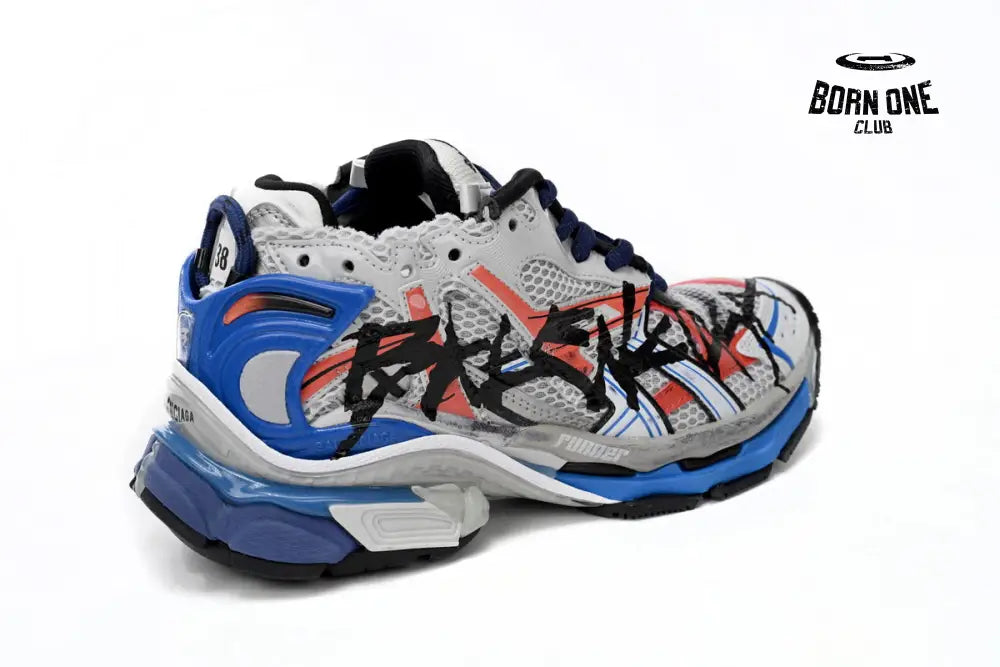 Balenciaga Runner White And Blue Printing