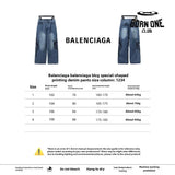 Balenciaga special-shaped printed denim Calça Jeans