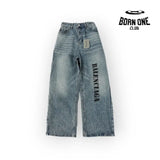 Balenciaga Stencil Type Hybrid Baggy Pants in Blue Calça Jeans