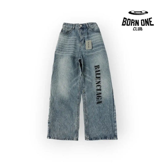 Balenciaga Stencil Type Hybrid Baggy Pants in Blue Calça Jeans