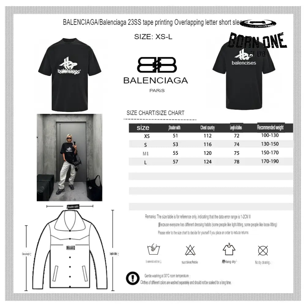 Balenciaga T-Shirt - Overlapping Logo Camiseta T-shirt