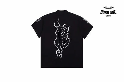 Balenciaga T-shirt with Gothic Flame Logo Camiseta T-shirt