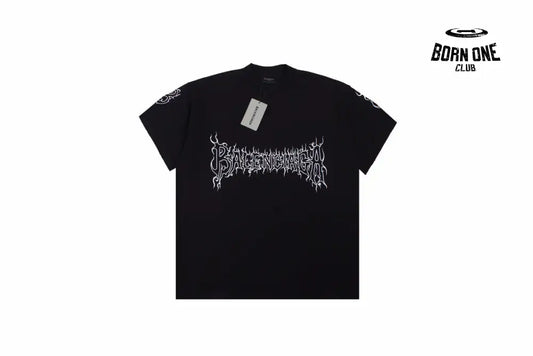 Balenciaga T-shirt with Gothic Flame Logo Camiseta T-shirt