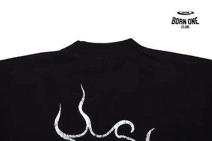 Balenciaga T-shirt with Gothic Flame Logo Camiseta T-shirt