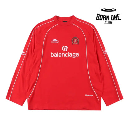 Balenciaga Tokyo Soccer Long Sleeve Oversized T-Shirt Red Camiseta