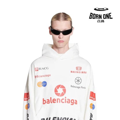 BALENCIAGA TOP LEAGUE HOODIE IN WHITE Moletom Balenciaga Track Black