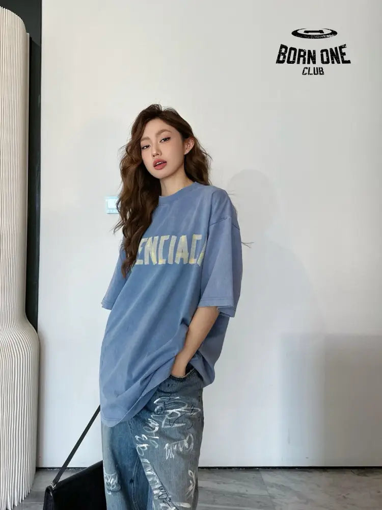 Balenciaga Vintage Logo T-Shirt (Blue) Camiseta T-shirt