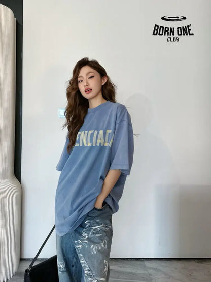 Balenciaga Vintage Logo T-Shirt (Blue) Camiseta T-shirt