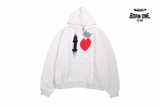 Balenciaga White Hoodie with ’I Love’ Graphic Moletom Sweatshirts