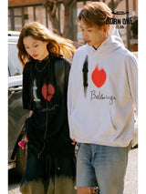 Balenciaga White Hoodie with ’I Love’ Graphic Moletom Sweatshirts