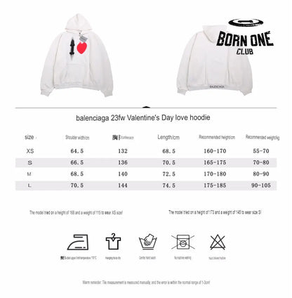 Balenciaga White Hoodie with ’I Love’ Graphic Moletom Sweatshirts
