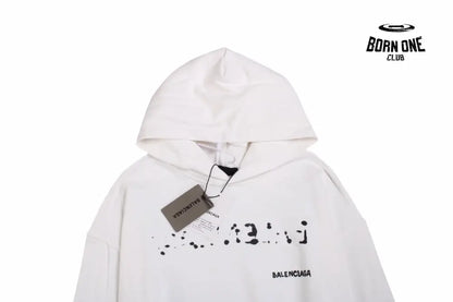 Balenciaga White Logo Hoodie Moletom Sweatshirts