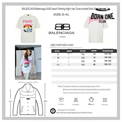Balenciaga White T-Shirt with Paris Graphic Camiseta T-shirt