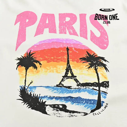 Balenciaga White T-Shirt with Paris Graphic Camiseta T-shirt