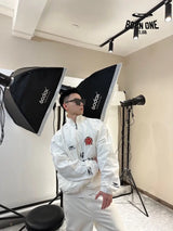 Balenciaga White Zip-Up Track Jaqueta Sweatshirts