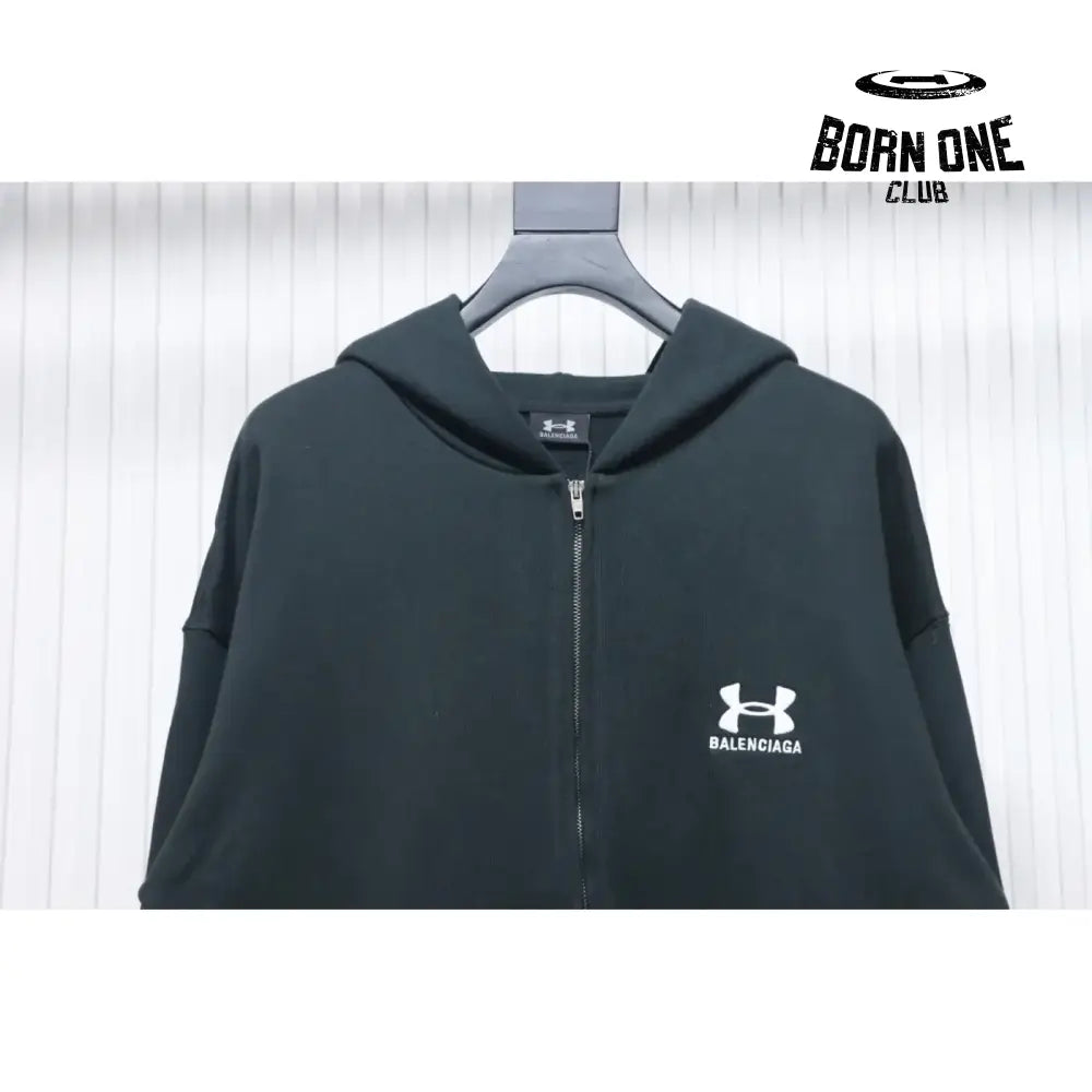Balenciaga x Under Armour Zip Up Hoodie Black/White Moletom