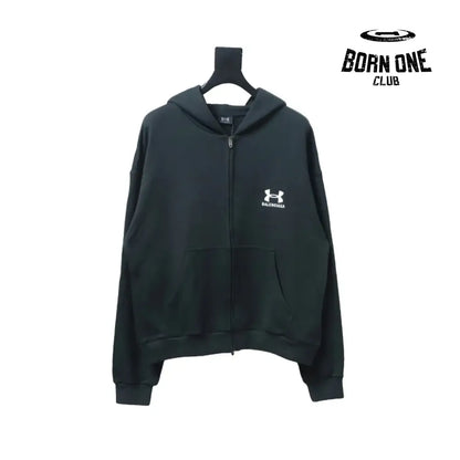 Balenciaga x Under Armour Zip Up Hoodie Black/White Moletom