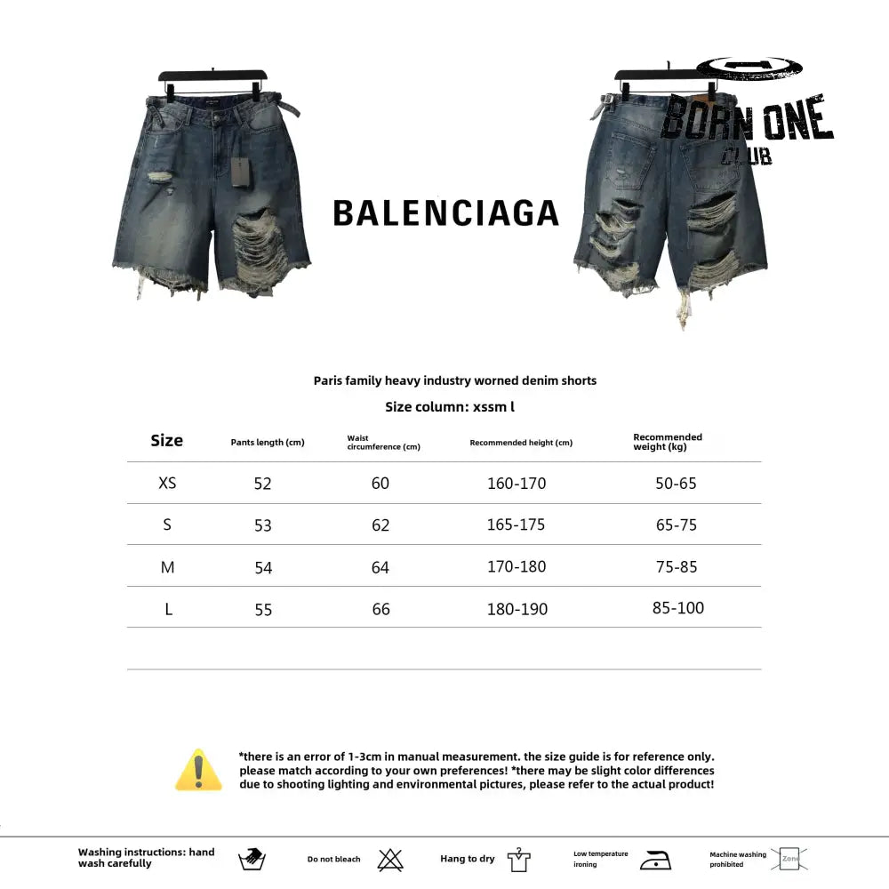 Balenciage heavy work distressed denim shorts Bermuda Jeans