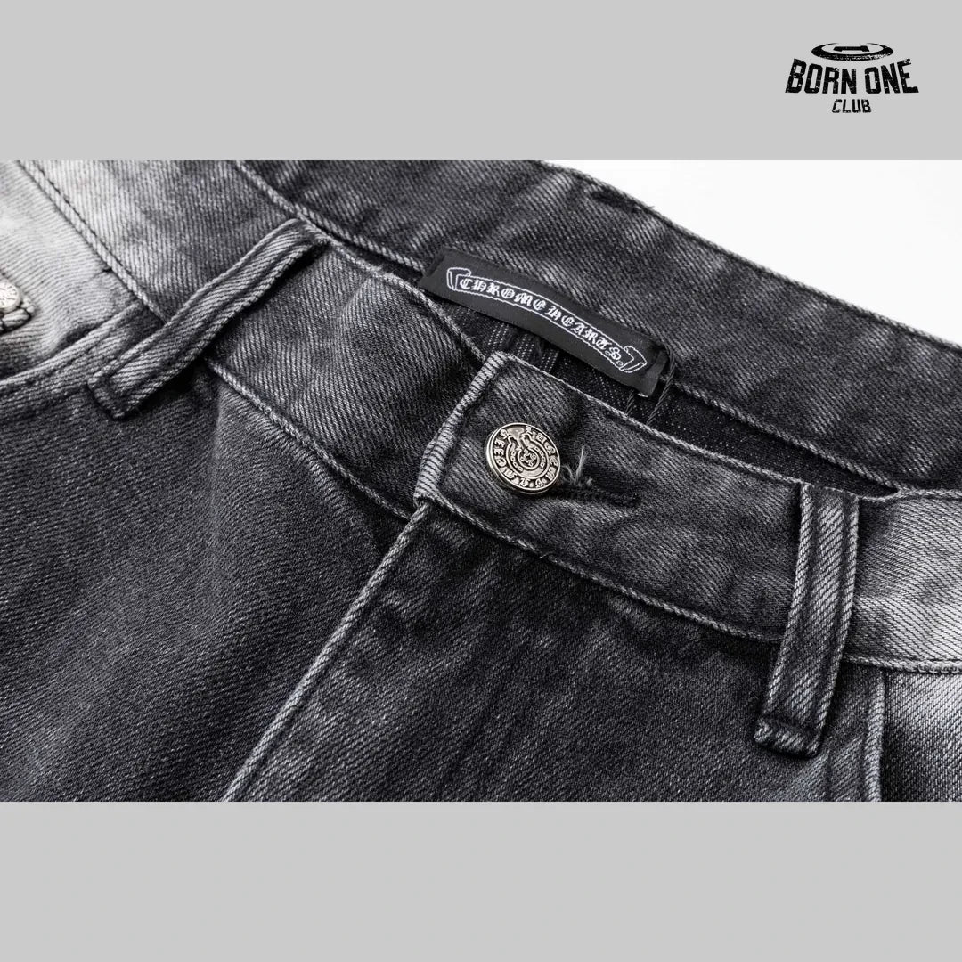 Bermuda Jeans Chrome Hearts Cross Patch Denim Short Black