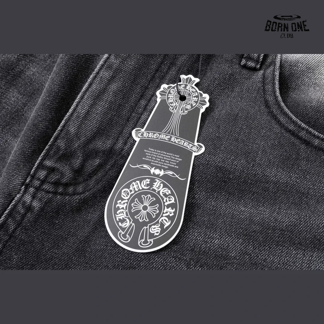 Bermuda Jeans Chrome Hearts Cross Patch Denim Short Black