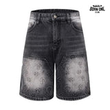 Bermuda Jeans Chrome Hearts Cross Patch Denim Short Black