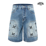 Bermuda Jeans Chrome Hearts Cross Patch Denim Short Blue