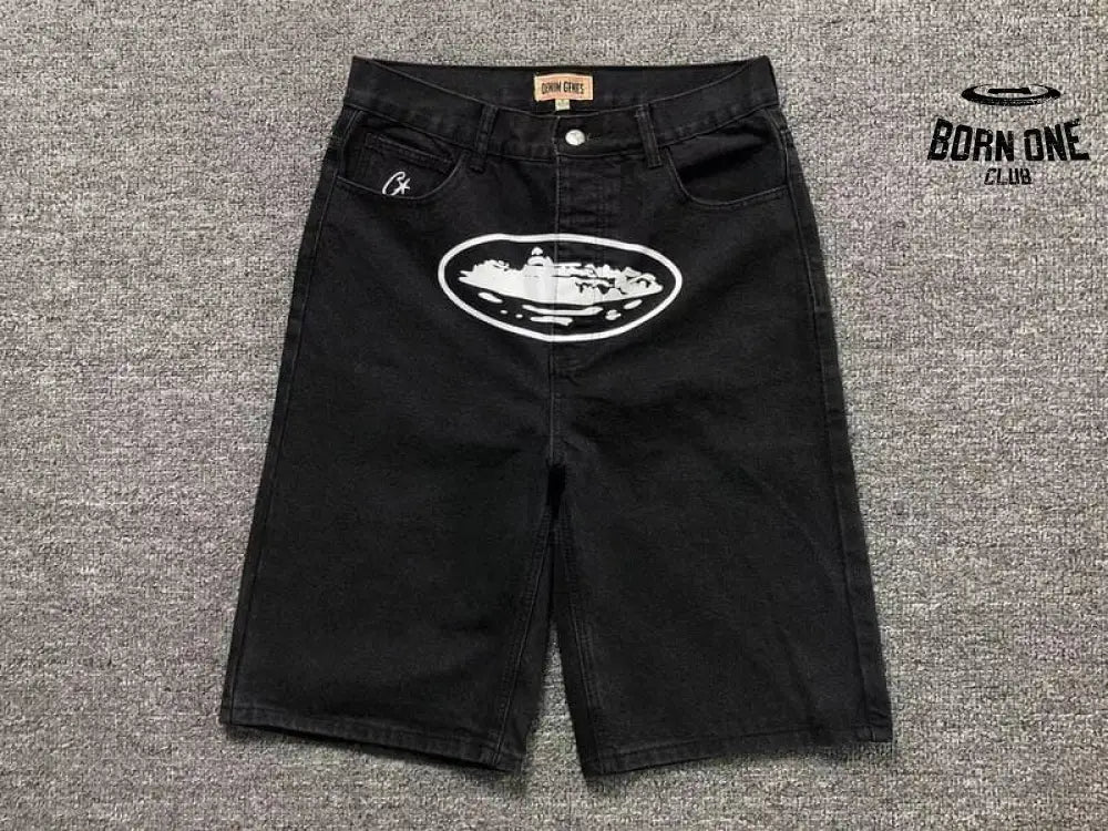 Shorts Corteiz Alcatraz Denim Washed Black