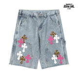 Bermuda Jeans Chrome Hearts Cross Rosa Azul