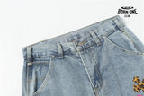 Bermuda Jeans Chrome Hearts Cross Rosa Azul