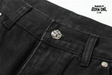 Bermuda Jeans Chrome Hearts Cross Preta Lavada