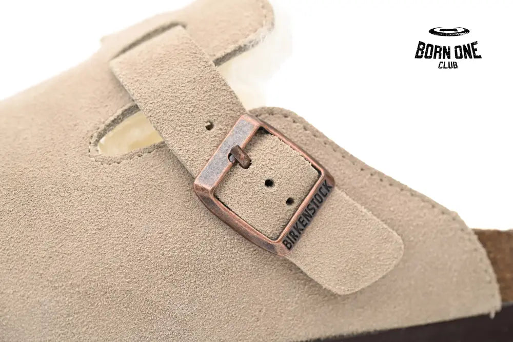 Birkenstock Boston Shearling Coin Suede Beige