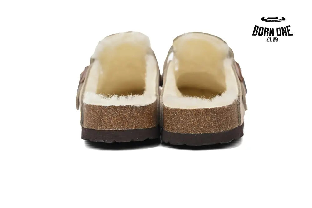 Birkenstock Boston Shearling Coin Suede Beige