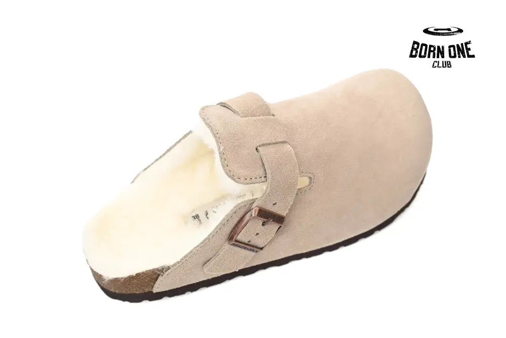 Birkenstock Boston Shearling Coin Suede Beige