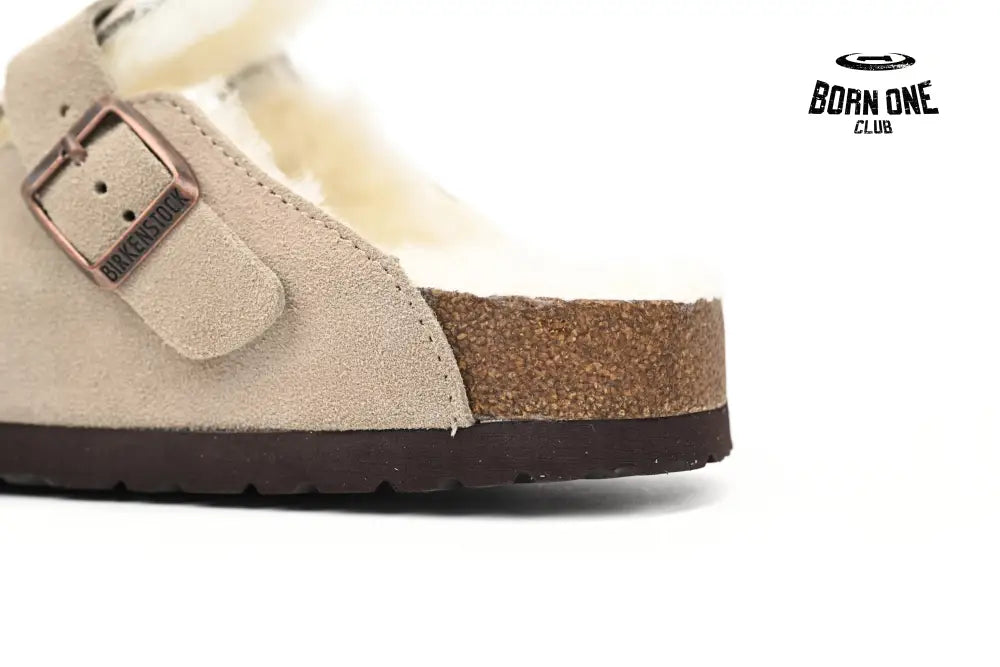 Birkenstock Boston Shearling Coin Suede Beige