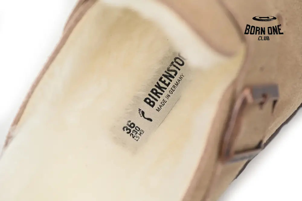 Birkenstock Boston Shearling Coin Suede Stone