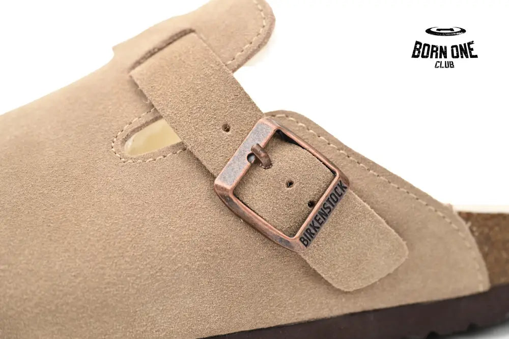 Birkenstock Boston Shearling Coin Suede Stone