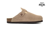 Birkenstock Boston Shearling Coin Suede Stone