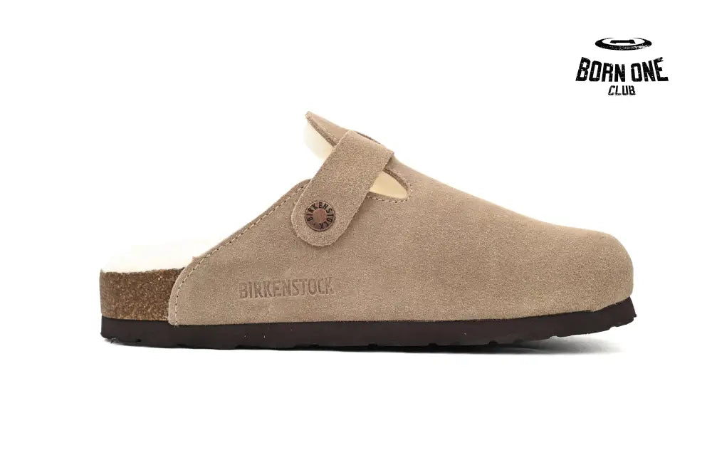 Birkenstock Boston Shearling Coin Suede Stone