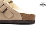 Birkenstock Boston Shearling Coin Suede Stone