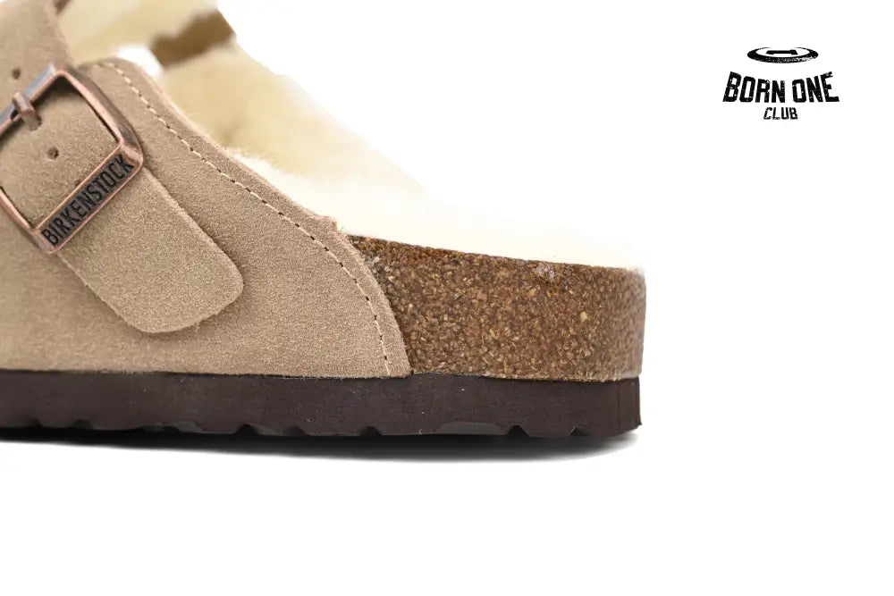Birkenstock Boston Shearling Coin Suede Stone